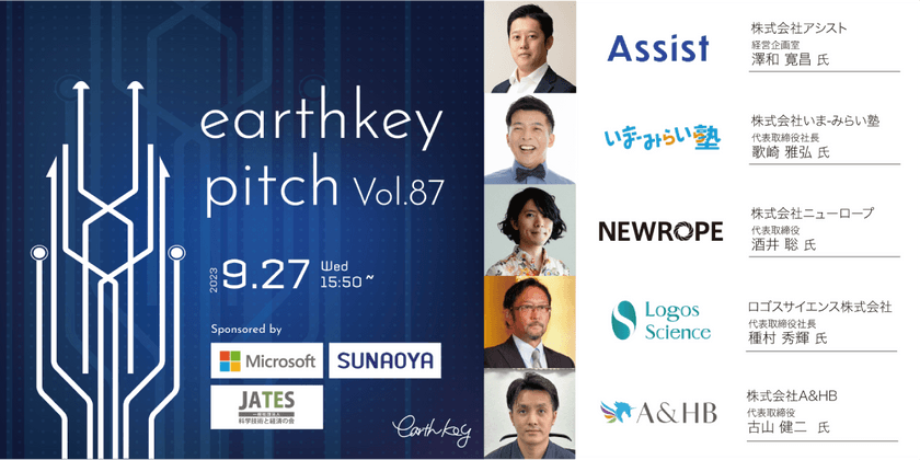 【新規事業担当者必見!!】未来を覗けるスタートアップピッチイベント 【earthkey pitch vol.87】