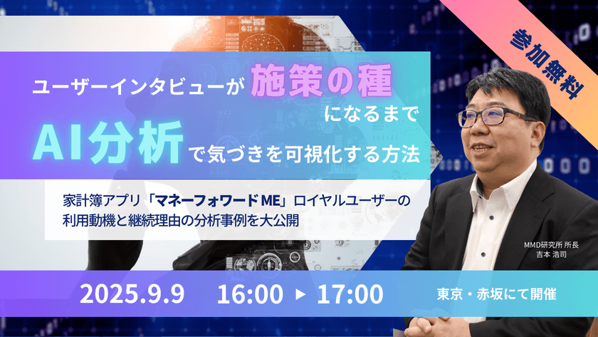 ユーザーインタビューが“施策の種”になるまで──AI分析で気づきを可視化する方法 ～家計簿アプリ「マネーフォワード ME」ロイヤルユーザーの利用動機と継続理由の分析事例を大公開～