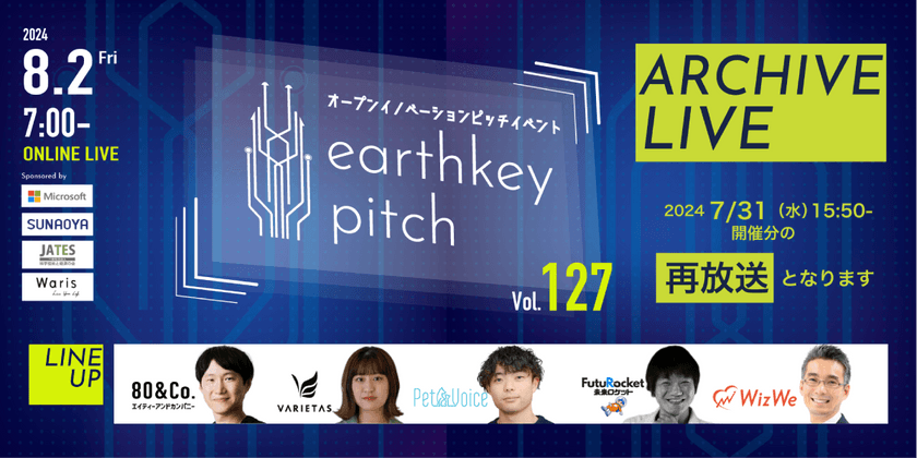 【8/2金曜朝7:00〜】earthkey pitch vol.127【アーカイブLIVE!!】