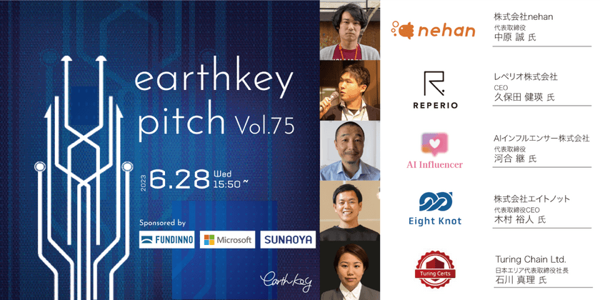 【新規事業担当者必見!!】未来を覗けるスタートアップピッチイベント 【earthkey pitch vol.75】