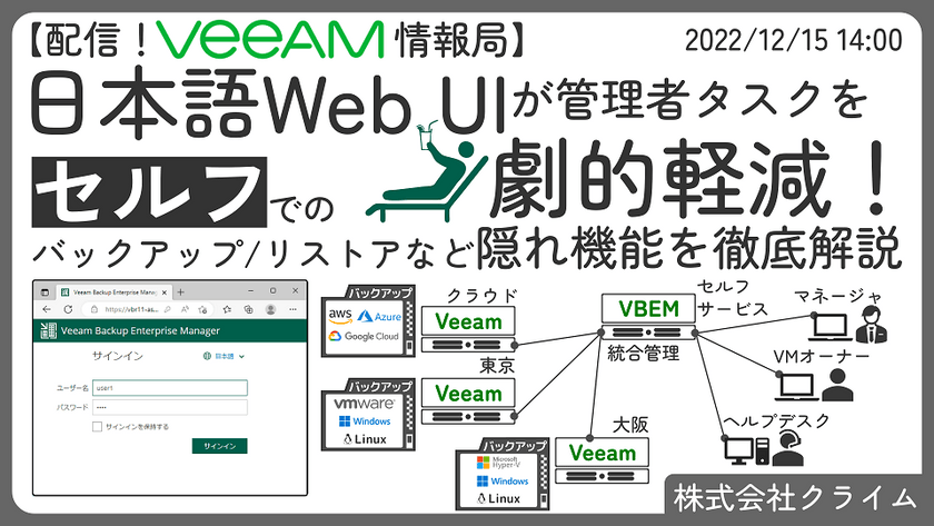 【配信！Veeam情報局】日本語Web UIが管理者タスクを劇的軽減！ セルフでのバックアップ/リストアなど隠れ機能を徹底解説