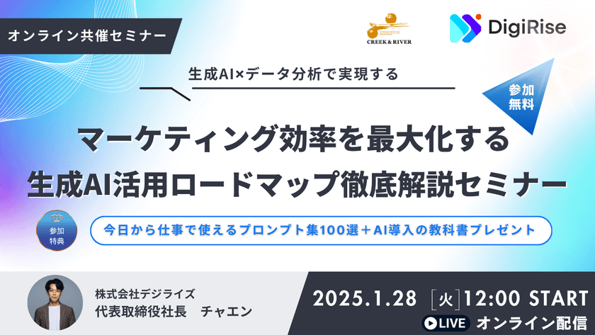 生成AI×データ分析で実現する マーケティング効率を最大化する生成AI活用ロードマップ徹底解説セミナー