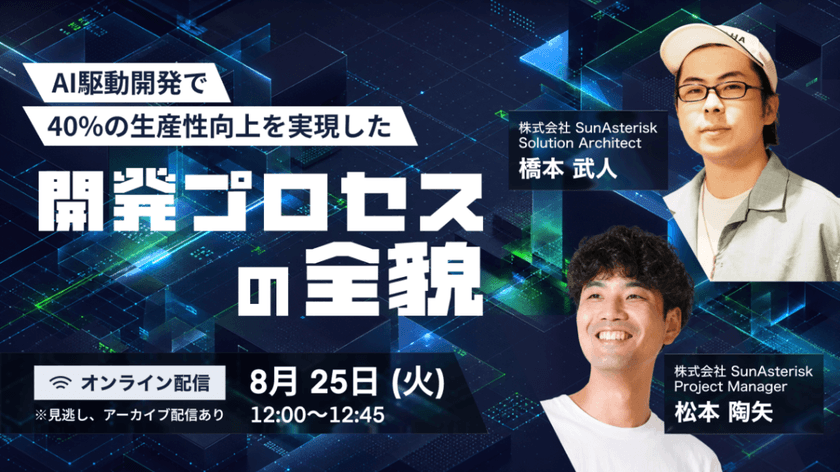 【8/25(火)12時】AI駆動開発で約40%の生産性向上を実現した、開発プロセスの全貌