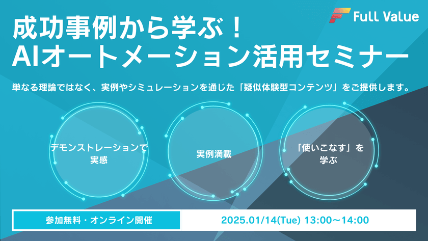【無料オンラインセミナー開催】成功事例から学ぶ！AIオートメーション活用セミナー【2025年1月14日(火)13:00～14:00】