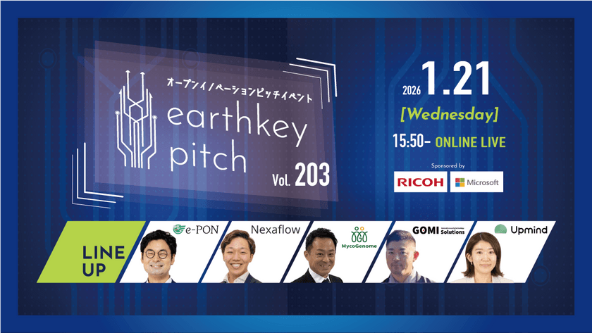 【新規事業担当者必見!!】未来を覗けるスタートアップピッチイベント 【earthkey pitch vol.203】