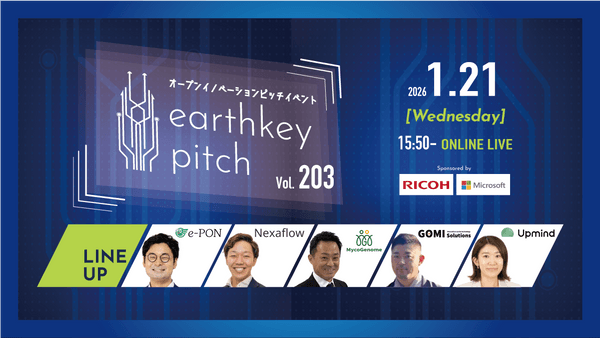 【新規事業担当者必見!!】未来を覗けるスタートアップピッチイベント 【earthkey pitch vol.203】