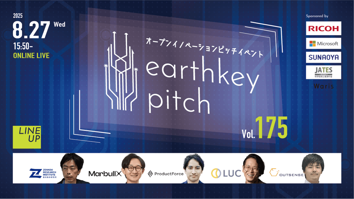 新規事業担当者必見!!】未来を覗けるスタートアップピッチイベント 【earthkey pitch vol.175】
