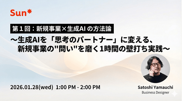 第１回：新規事業&times;生成AIの​方​法論  ～生成AIを​「思考の​パートナー」に​変える、​新規事業の​"問い"を​磨く​1時間の​壁打ち実践～