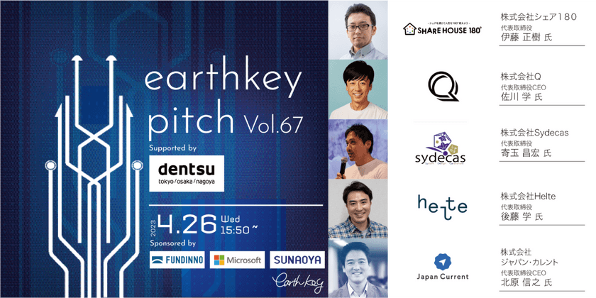 【新規事業担当者必見!!】未来を覗けるスタートアップピッチイベント 【earthkey pitch vol.67】