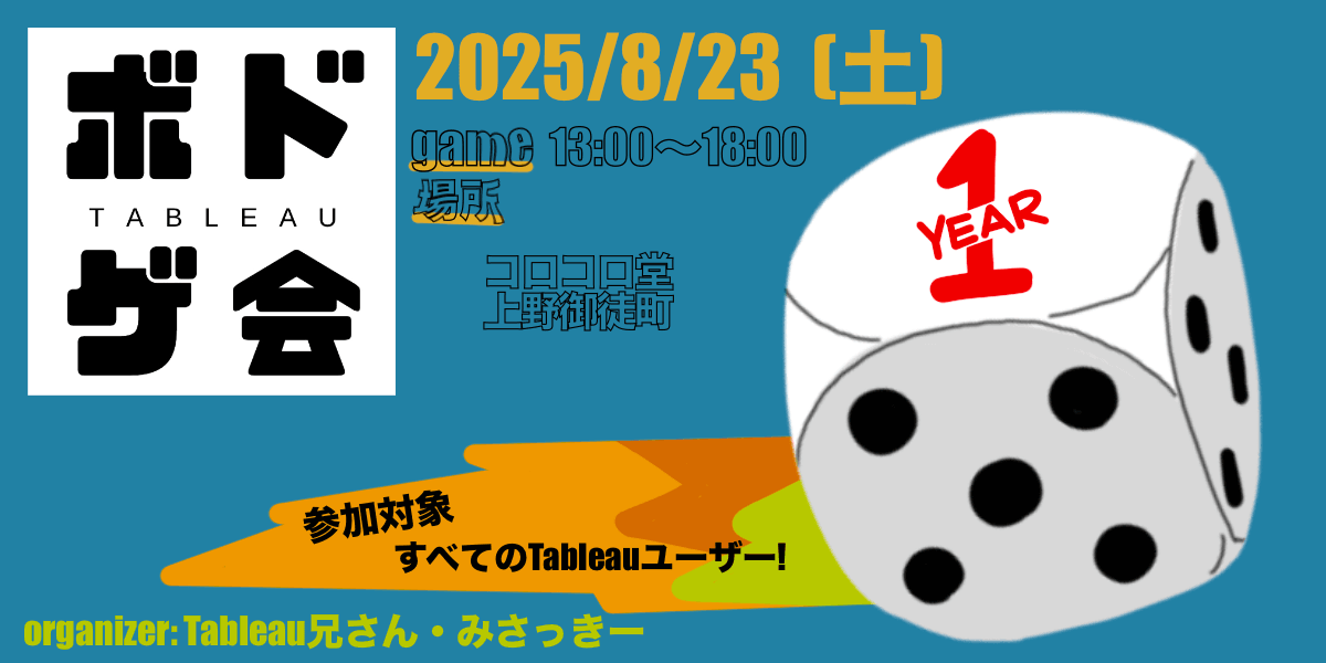 ★1周年記念★ 8/23(土)【上野御徒町】オフラインTableauボドゲ会 Vol.6