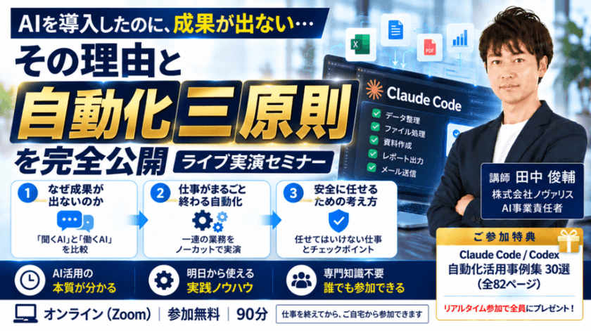 AIを導入したのに成果が出ない理由と"本当の自動化"の三原則を完全公開【ライブ実演セミナー】