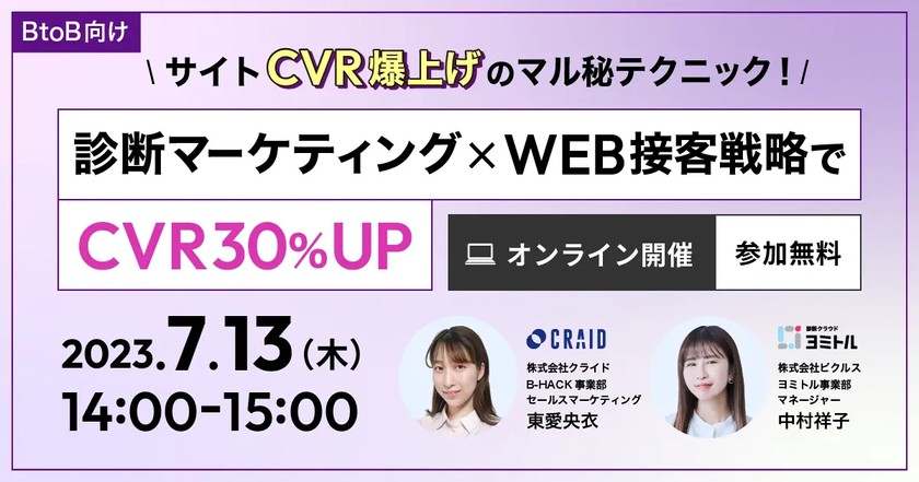 【BtoB向け】サイトCVR爆上げのマル秘テクニック！診断マーケティング×WEB接客戦略でCVR30％UP