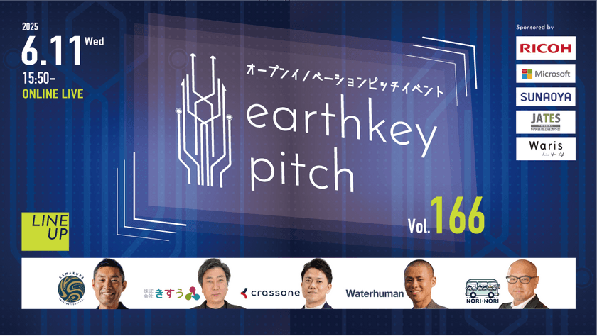 【新規事業担当者必見!!】未来を覗けるスタートアップピッチイベント 【earthkey pitch vol.166】