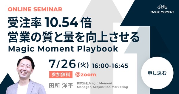 受注率10.54倍！営業の質と量を向上させるMagic Moment Playbook