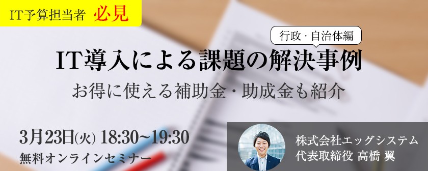 IT予算担当者必見！IT導入による課題の解決事例とお得に使える補助金・助成金の紹介（行政・自治体編）