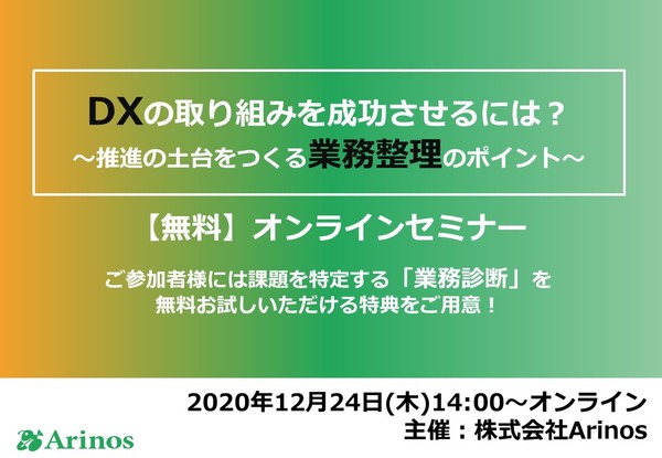 【DX】推進の土台をつくる！業務整理のポイント＜無料オンラインセミナー＞