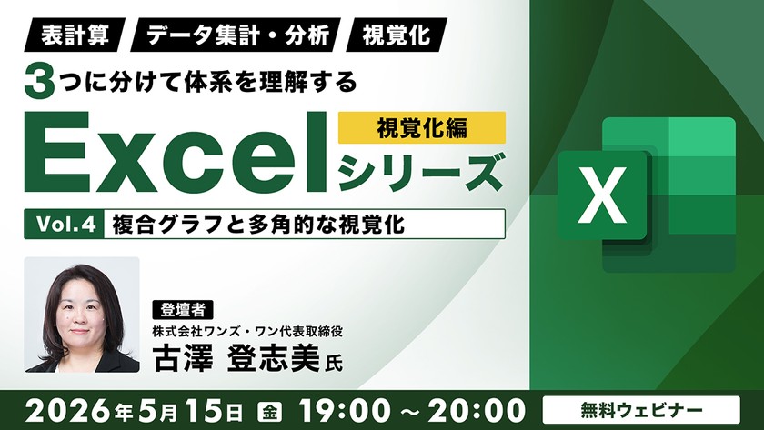 「表計算」「データ集計・分析」「視覚化」 ３つに分けて体系を理解するExcelシリーズ 視覚化編 Vol.4【複合グラフと多角的な視覚化】