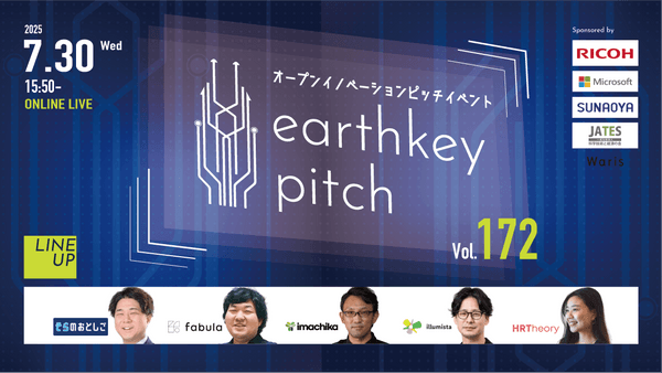 【新規事業担当者必見!!】未来を覗けるスタートアップピッチイベント 【earthkey pitch vol.172】