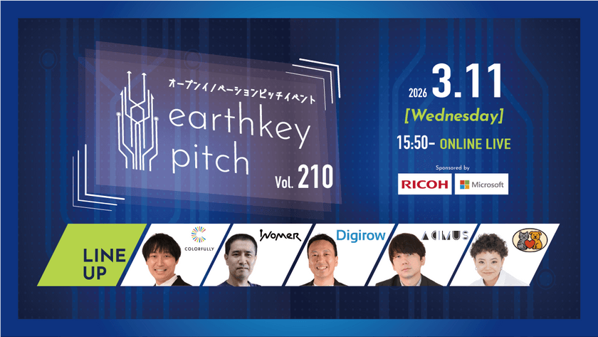 【新規事業担当者必見!!】未来を覗けるスタートアップピッチイベント 【earthkey pitch vol.210】