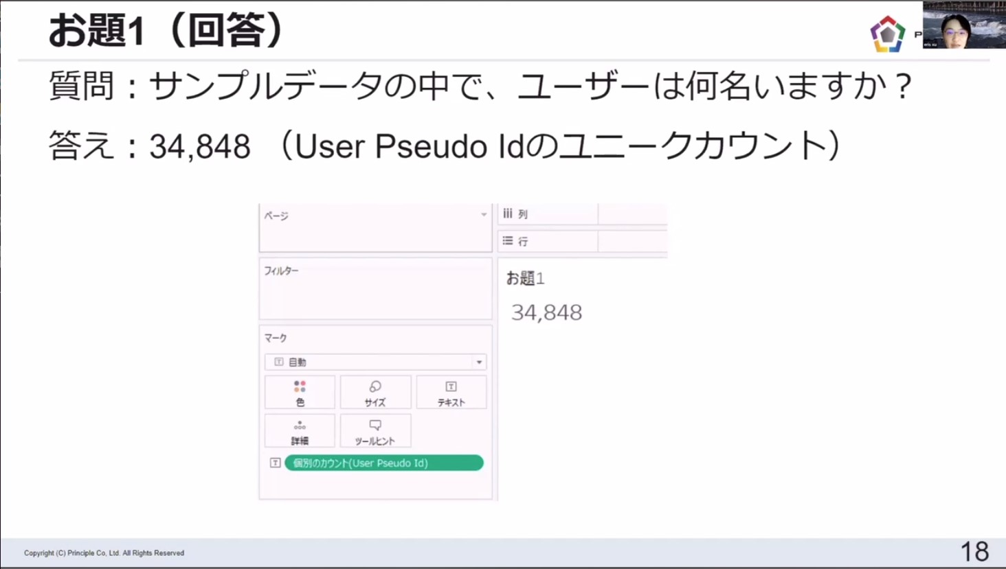 一問目の答えはこちら。幹事の中でも読み方で盛り上がった”Pseudo”IDのユニークカウント＝UUでした。
